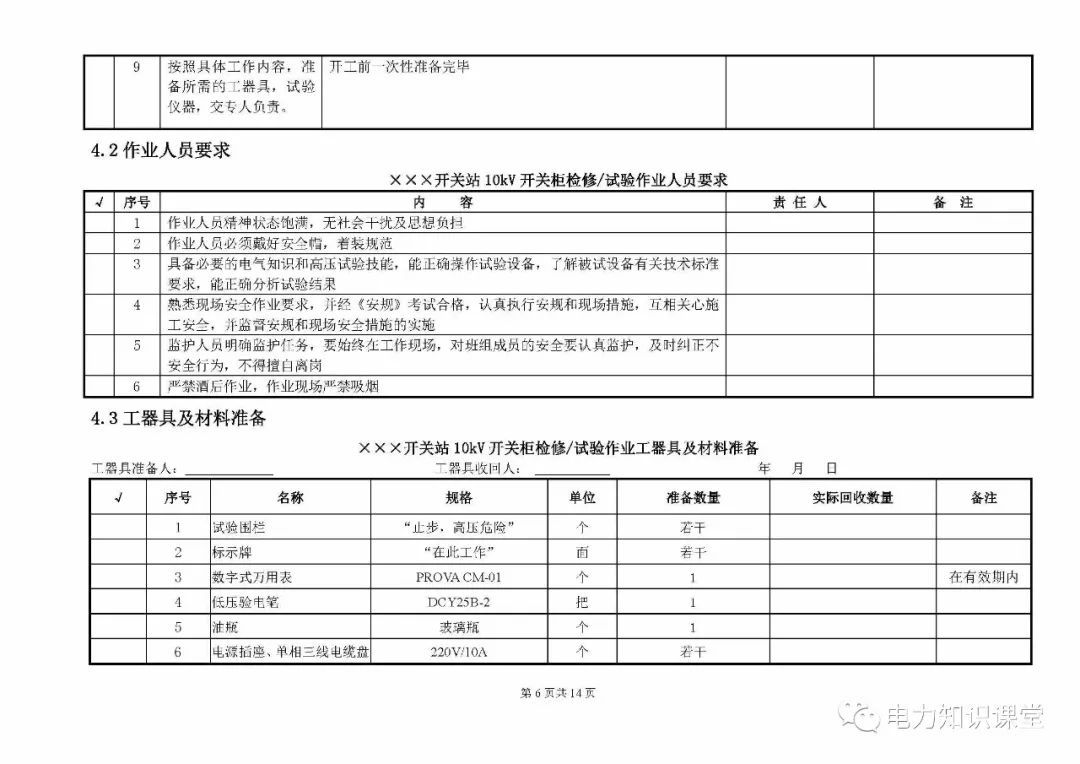 10kV開關(guān)柜維護(hù)和測試標(biāo)準(zhǔn)化操作說明